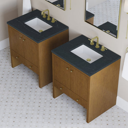 James Martin - Hudson 30" Single Vanity, Honey Oak w/ 3 CM Charcoal Soapstone Silestone Top - 435-V30-HNO-3CSP view 8