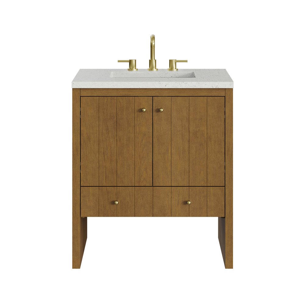 James Martin - Hudson 30" Single Vanity, Honey Oak w/ 3 CM Lime Delight Silestone Top - 435-V30-HNO-3LDL view 1