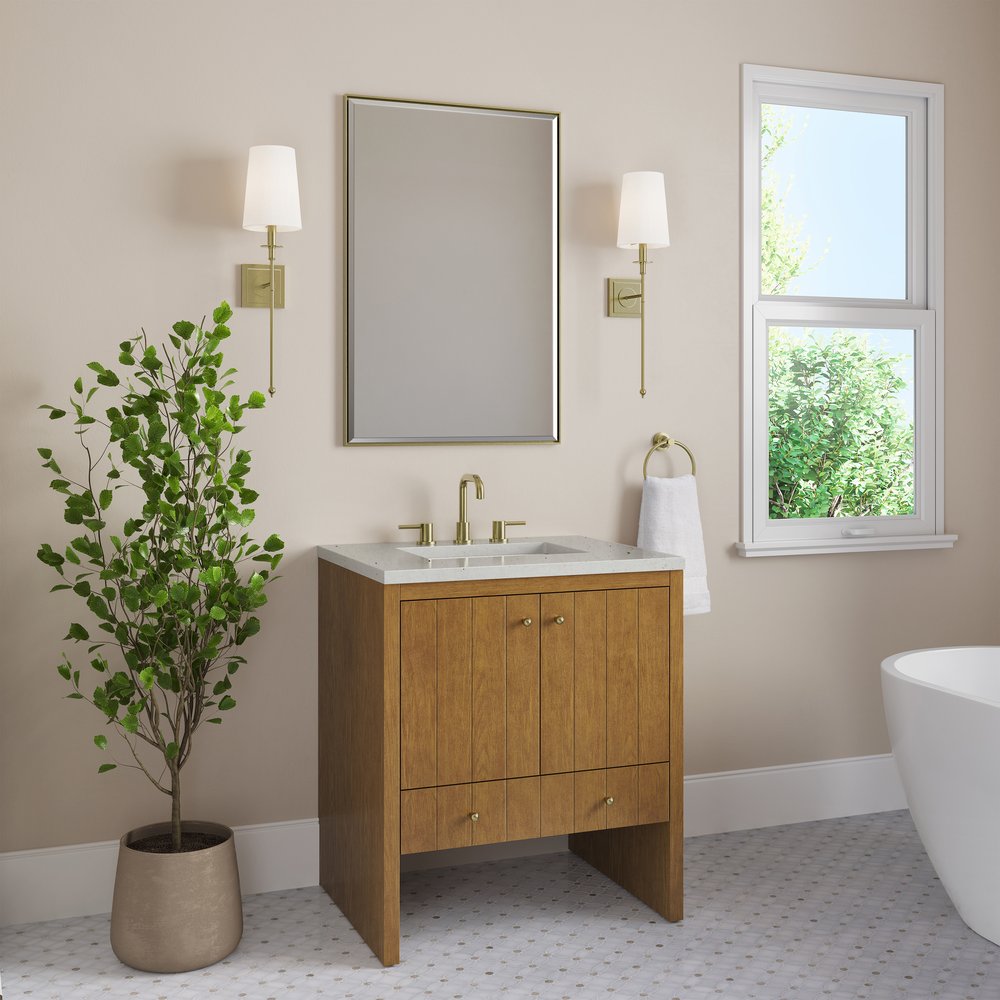 James Martin - Hudson 30" Single Vanity, Honey Oak w/ 3 CM Lime Delight Silestone Top - 435-V30-HNO-3LDL view 4