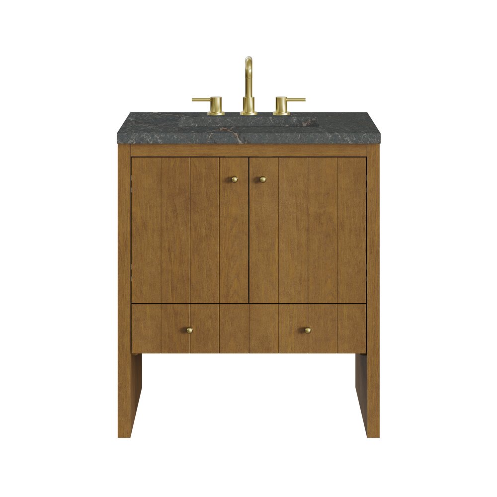 James Martin - Hudson 30" Single Vanity, Honey Oak w/ 3 CM Parisien Bleu Silestone Top - 435-V30-HNO-3PBL view 1