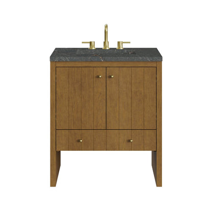 James Martin - Hudson 30" Single Vanity, Honey Oak w/ 3 CM Parisien Bleu Silestone Top - 435-V30-HNO-3PBL view 1