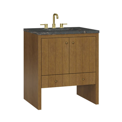 James Martin - Hudson 30" Single Vanity, Honey Oak w/ 3 CM Parisien Bleu Silestone Top - 435-V30-HNO-3PBL view 11