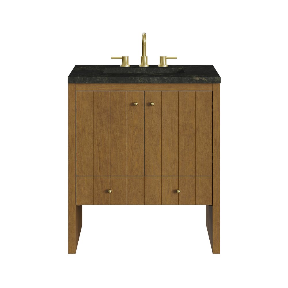 James Martin - Hudson 30" Single Vanity, Honey Oak w/ 3 CM Phantome Eclos Top - 435-V30-HNO-3PHT view 1