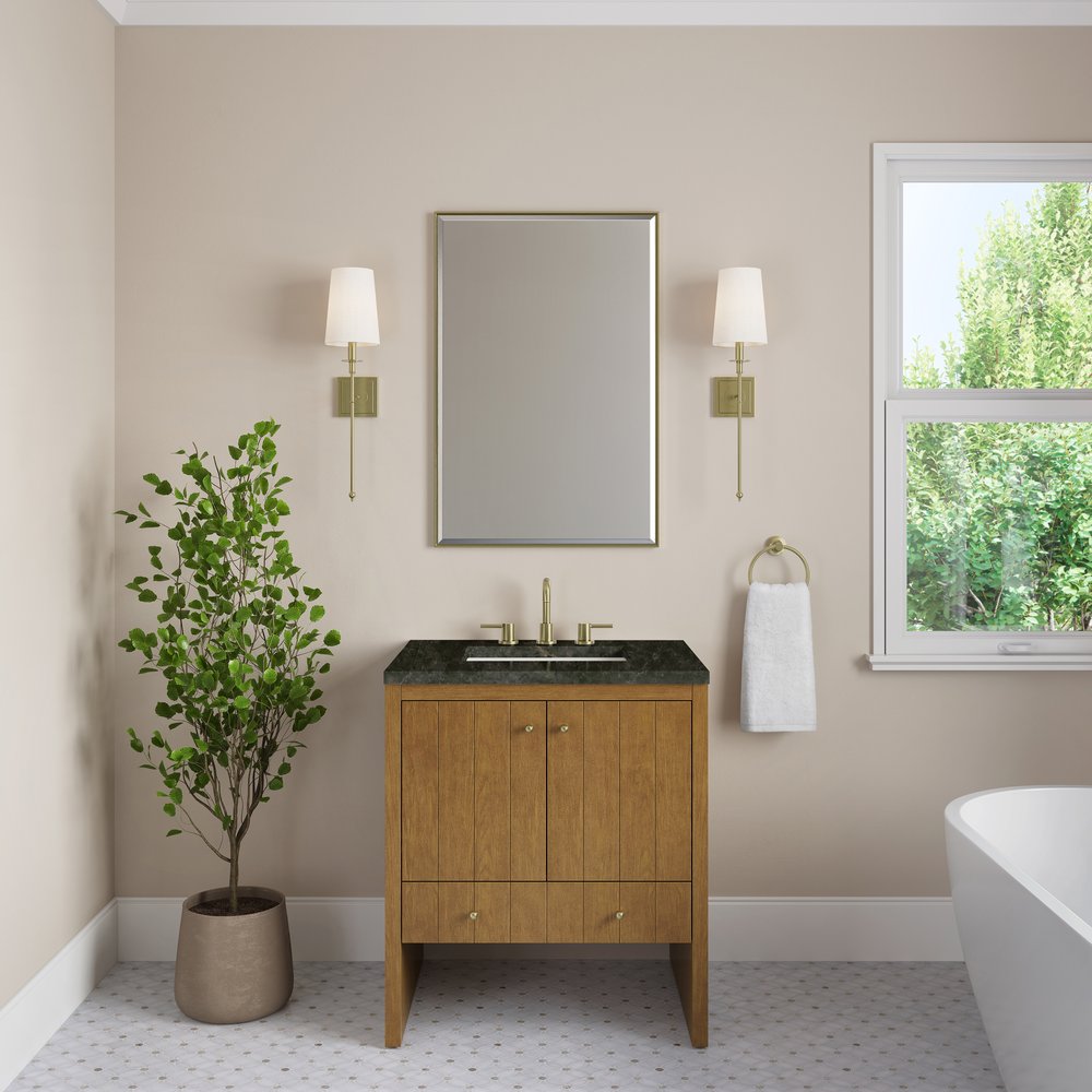 James Martin - Hudson 30" Single Vanity, Honey Oak w/ 3 CM Phantome Eclos Top - 435-V30-HNO-3PHT view 3