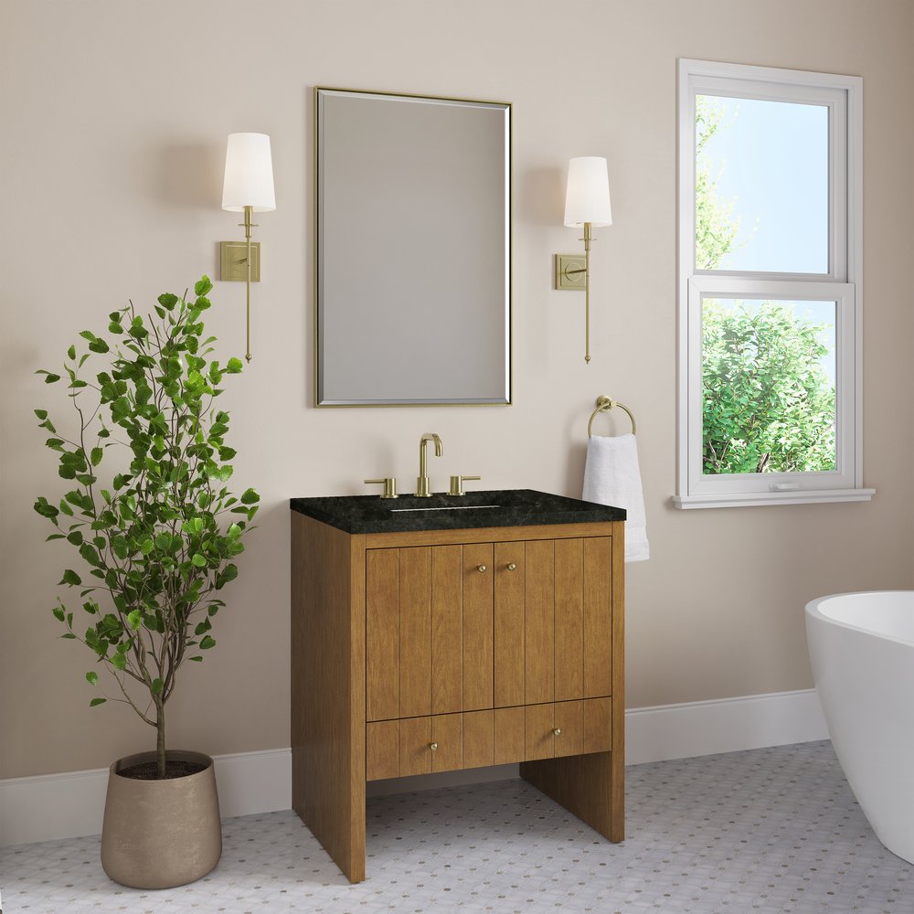 James Martin - Hudson 30" Single Vanity, Honey Oak w/ 3 CM Phantome Eclos Top - 435-V30-HNO-3PHT view 4