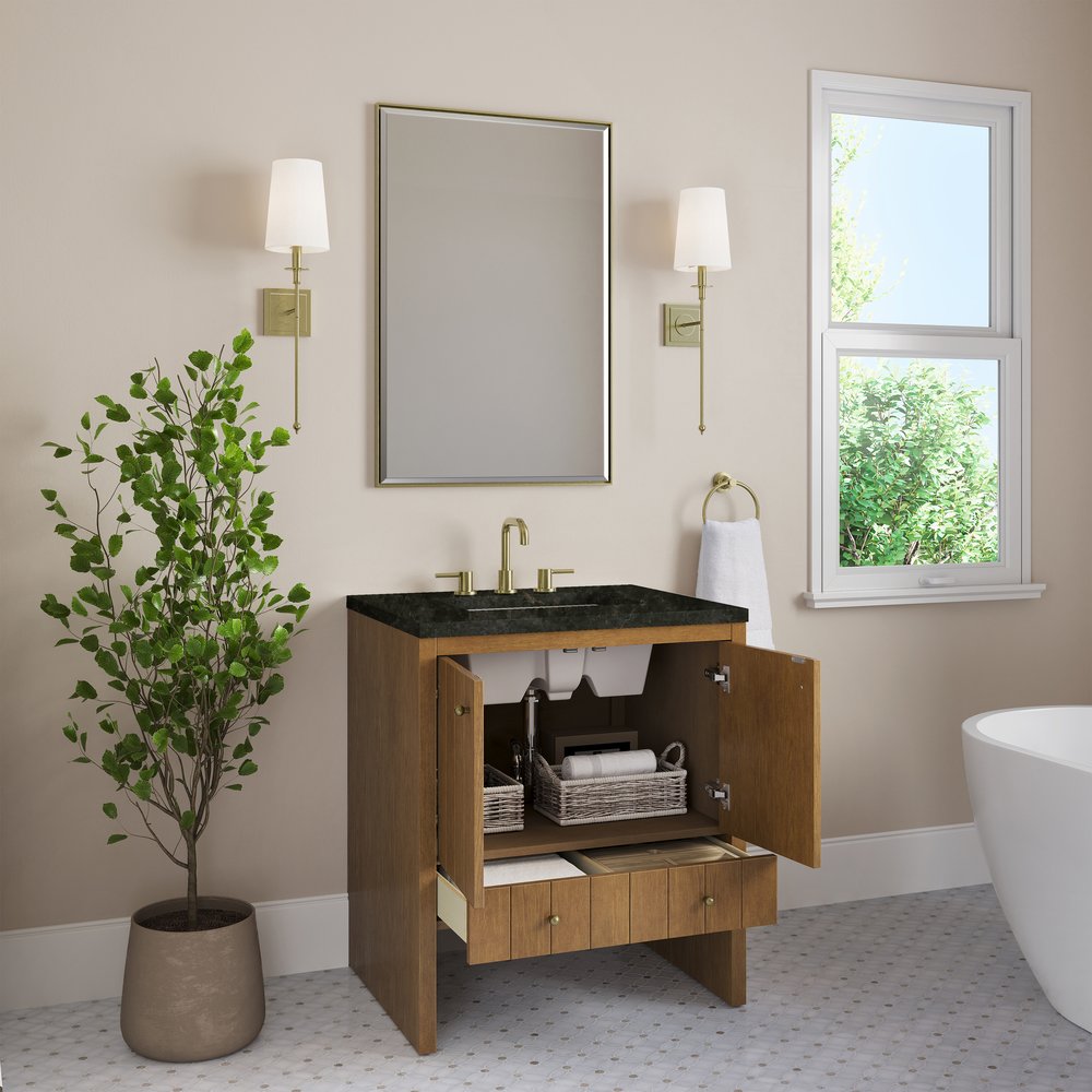 James Martin - Hudson 30" Single Vanity, Honey Oak w/ 3 CM Phantome Eclos Top - 435-V30-HNO-3PHT view 5
