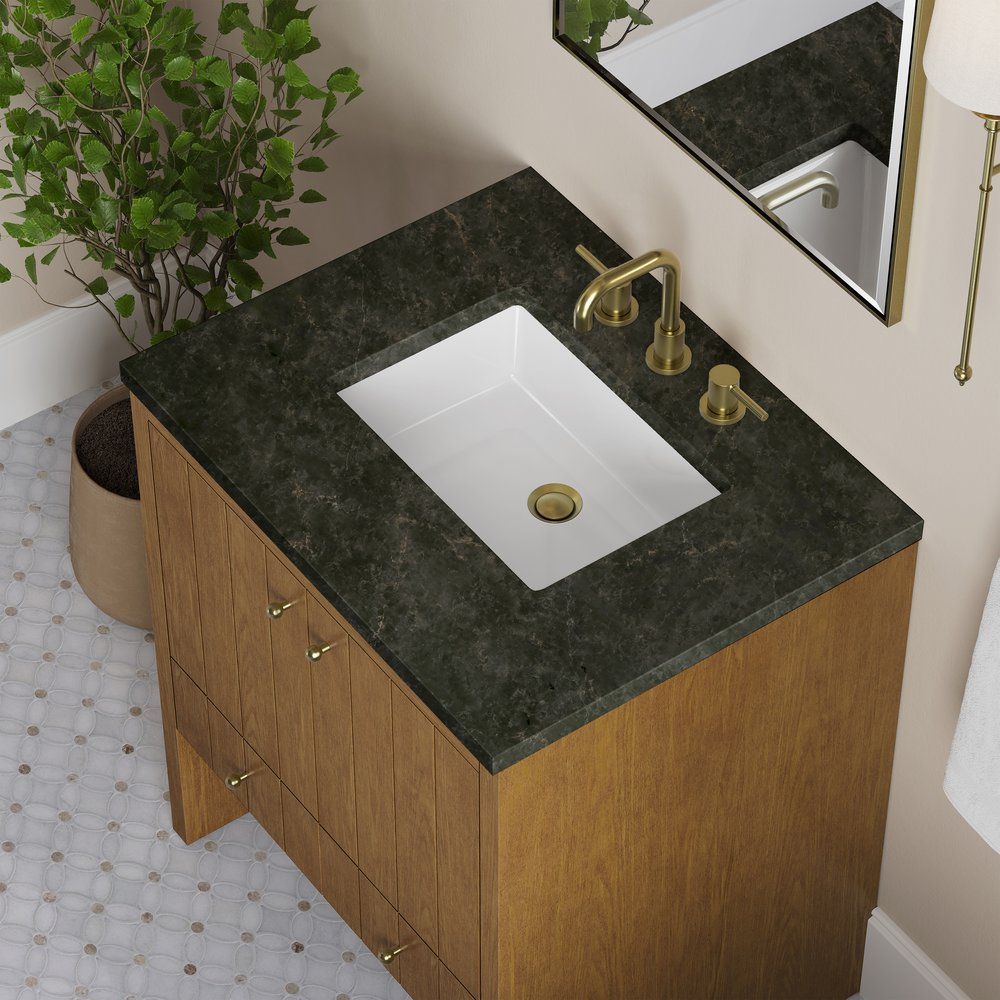 James Martin - Hudson 30" Single Vanity, Honey Oak w/ 3 CM Phantome Eclos Top - 435-V30-HNO-3PHT view 8