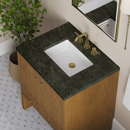 James Martin - Hudson 30" Single Vanity, Honey Oak w/ 3 CM Phantome Eclos Top - 435-V30-HNO-3PHT view 8