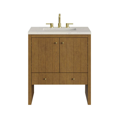James Martin - Hudson 30" Single Vanity, Honey Oak w/ 3 CM Siberian Silestone Top - 435-V30-HNO-3SFR view 1