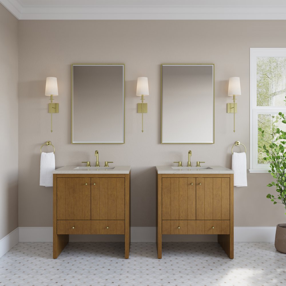 James Martin - Hudson 30" Single Vanity, Honey Oak w/ 3 CM Siberian Silestone Top - 435-V30-HNO-3SFR view 3