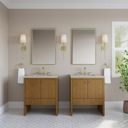 James Martin - Hudson 30" Single Vanity, Honey Oak w/ 3 CM Siberian Silestone Top - 435-V30-HNO-3SFR view 3