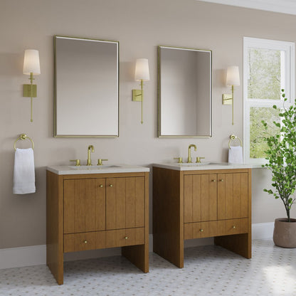 James Martin - Hudson 30" Single Vanity, Honey Oak w/ 3 CM Siberian Silestone Top - 435-V30-HNO-3SFR view 4