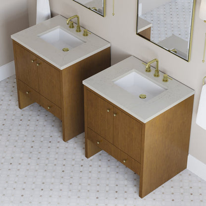 James Martin - Hudson 30" Single Vanity, Honey Oak w/ 3 CM Siberian Silestone Top - 435-V30-HNO-3SFR view 8