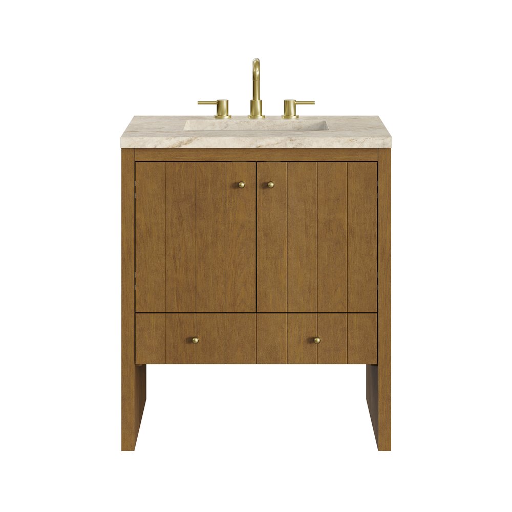 James Martin - Hudson 30" Single Vanity, Honey Oak w/ 3 CM Tajnar Eclos Top - 435-V30-HNO-3TJR view 1