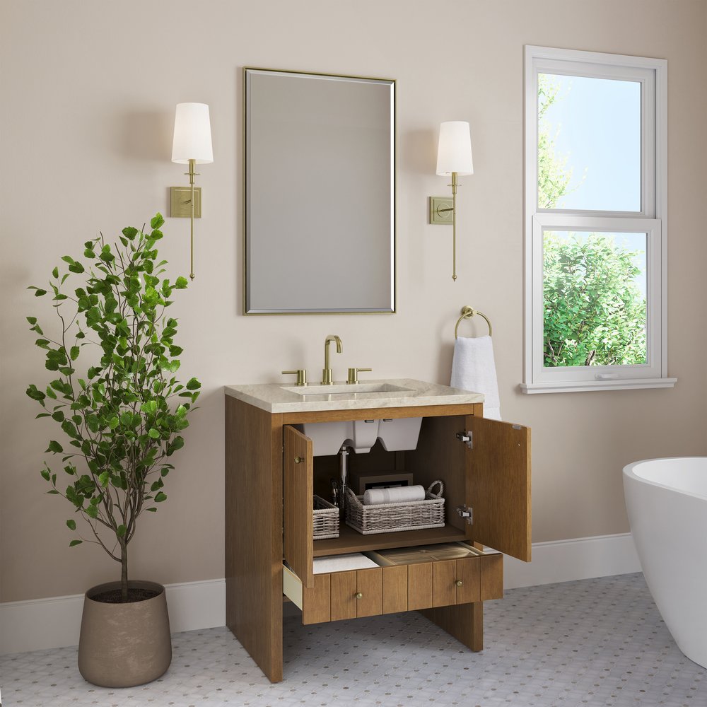 James Martin - Hudson 30" Single Vanity, Honey Oak w/ 3 CM Tajnar Eclos Top - 435-V30-HNO-3TJR view 5