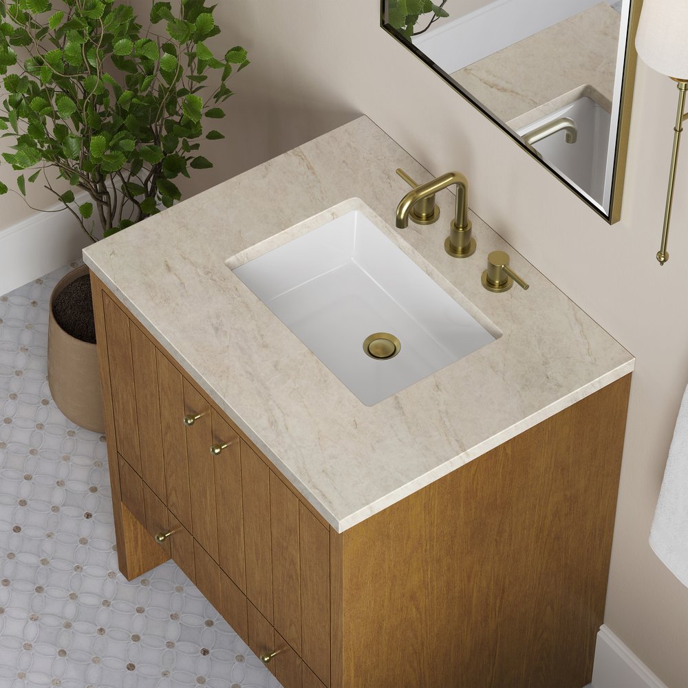 James Martin - Hudson 30" Single Vanity, Honey Oak w/ 3 CM Tajnar Eclos Top - 435-V30-HNO-3TJR view 8