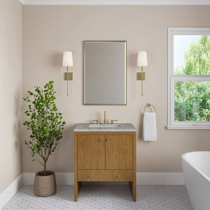 James Martin - Hudson 30" Single Vanity, Honey Oak w/ 3 CM Victorian Silver Silestone Top - 435-V30-HNO-3VSL view 3