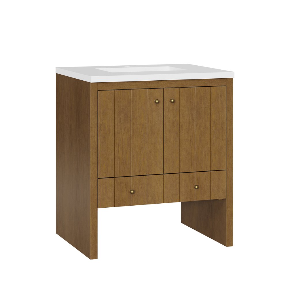 James Martin - Hudson 30" Single Vanity, Honey Oak w/ 3 CM White Zeus Silestone Top - 435-V30-HNO-3WZ view 12