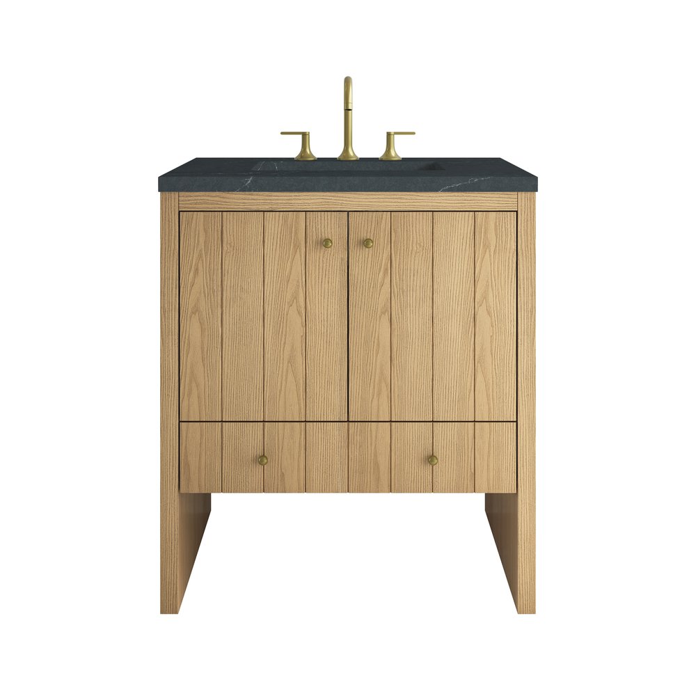 James Martin - Hudson 30" Single Vanity, Light Natural Oak w/ 3 CM Charcoal Soapstone Silestone Top - 435-V30-LNO-3CSP view 1