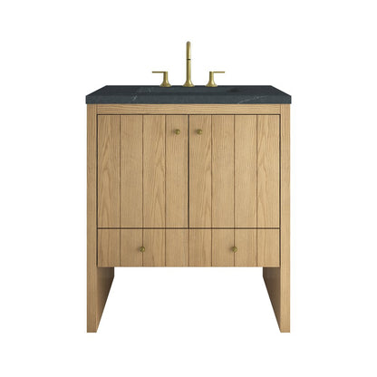 James Martin - Hudson 30" Single Vanity, Light Natural Oak w/ 3 CM Charcoal Soapstone Silestone Top - 435-V30-LNO-3CSP view 1