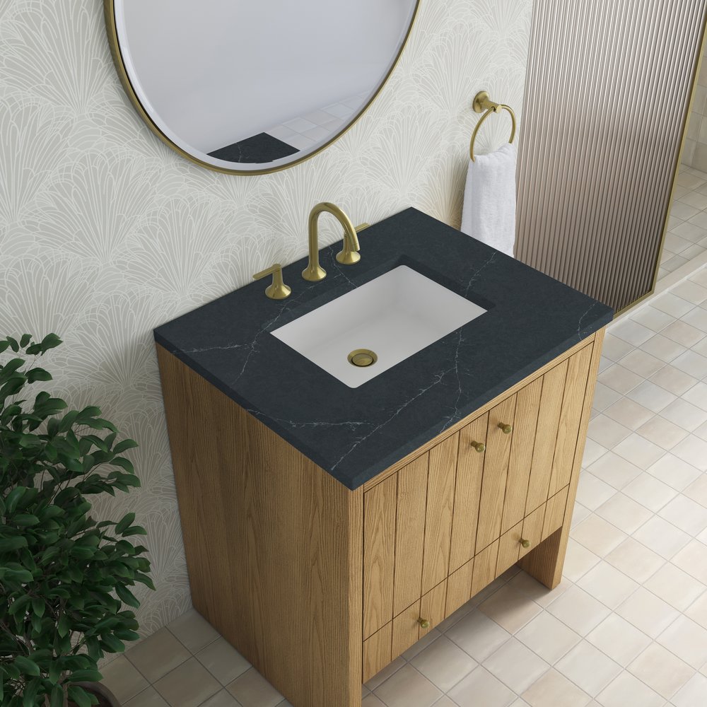 James Martin - Hudson 30" Single Vanity, Light Natural Oak w/ 3 CM Charcoal Soapstone Silestone Top - 435-V30-LNO-3CSP view 8