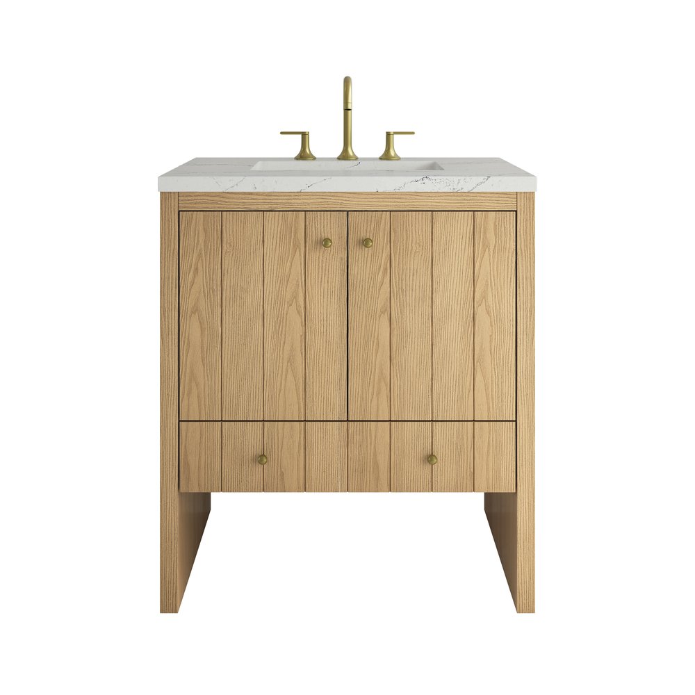 James Martin - Hudson 30" Single Vanity, Light Natural Oak w/ 3 CM Ethereal Noctis Silestone Top - 435-V30-LNO-3ENC view 1