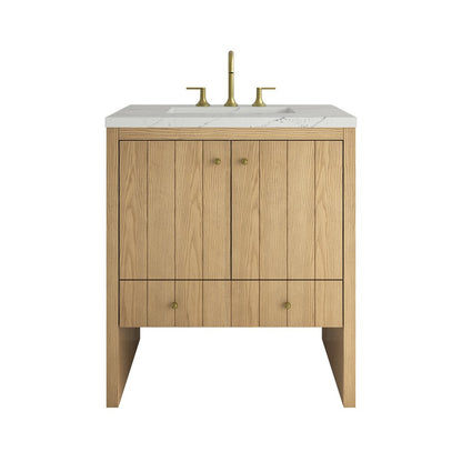 James Martin - Hudson 30" Single Vanity, Light Natural Oak w/ 3 CM Ethereal Noctis Silestone Top - 435-V30-LNO-3ENC view 1