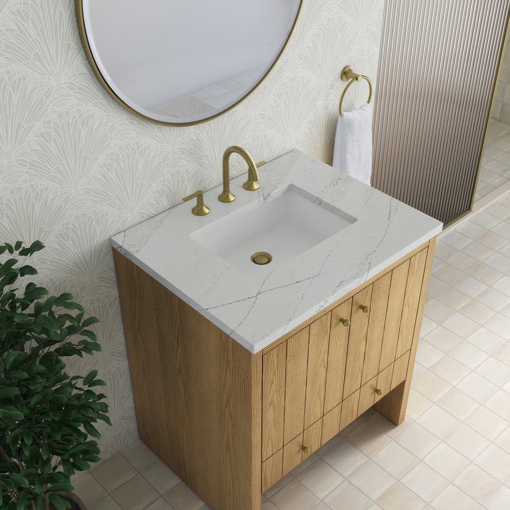 James Martin - Hudson 30" Single Vanity, Light Natural Oak w/ 3 CM Ethereal Noctis Silestone Top - 435-V30-LNO-3ENC view 8