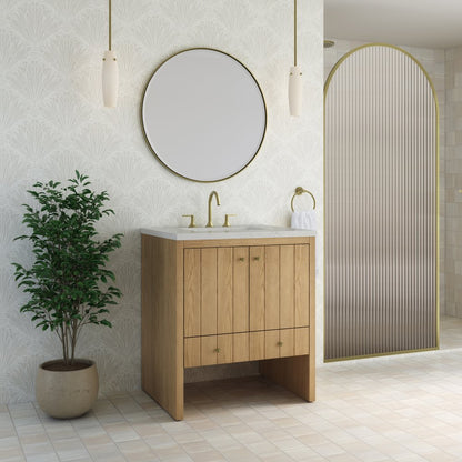 James Martin - Hudson 30" Single Vanity, Light Natural Oak w/ 3 CM Lime Delight Silestone Top - 435-V30-LNO-3LDL view 4