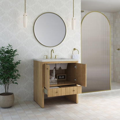 James Martin - Hudson 30" Single Vanity, Light Natural Oak w/ 3 CM Lime Delight Silestone Top - 435-V30-LNO-3LDL view 5