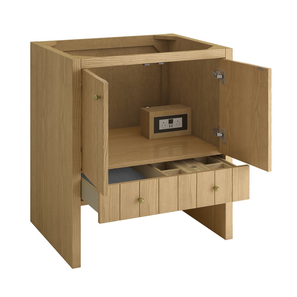 James Martin - Hudson 30" Single Vanity, Light Natural Oak w/ 3 CM Parisien Bleu Silestone Top - 435-V30-LNO-3PBL view 9