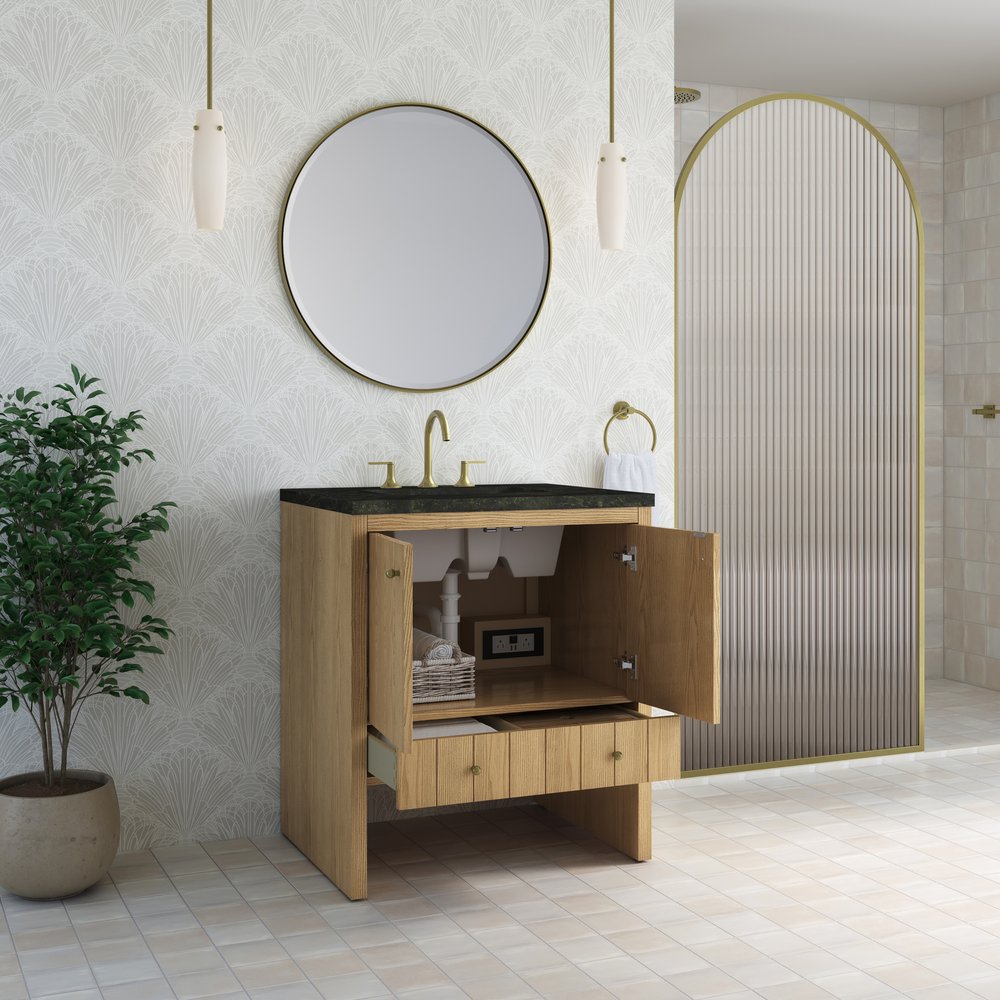 James Martin - Hudson 30" Single Vanity, Light Natural Oak w/ 3 CM Phantome Eclos Top - 435-V30-LNO-3PHT view 5
