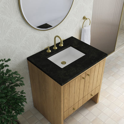James Martin - Hudson 30" Single Vanity, Light Natural Oak w/ 3 CM Phantome Eclos Top - 435-V30-LNO-3PHT view 8
