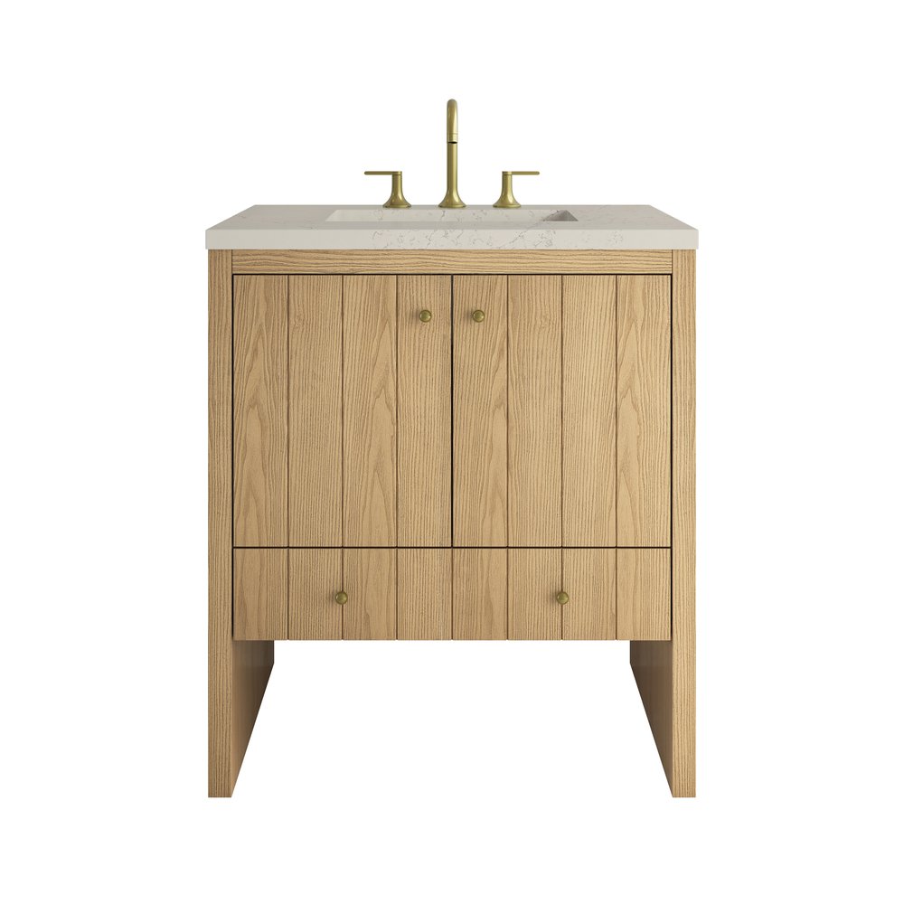 James Martin - Hudson 30" Single Vanity, Light Natural Oak w/ 3 CM Siberian Silestone Top - 435-V30-LNO-3SFR view 1