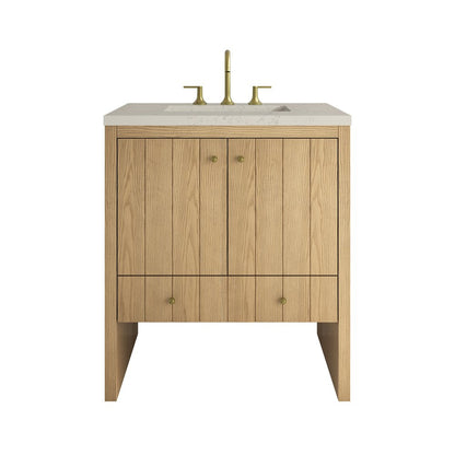 James Martin - Hudson 30" Single Vanity, Light Natural Oak w/ 3 CM Siberian Silestone Top - 435-V30-LNO-3SFR view 1