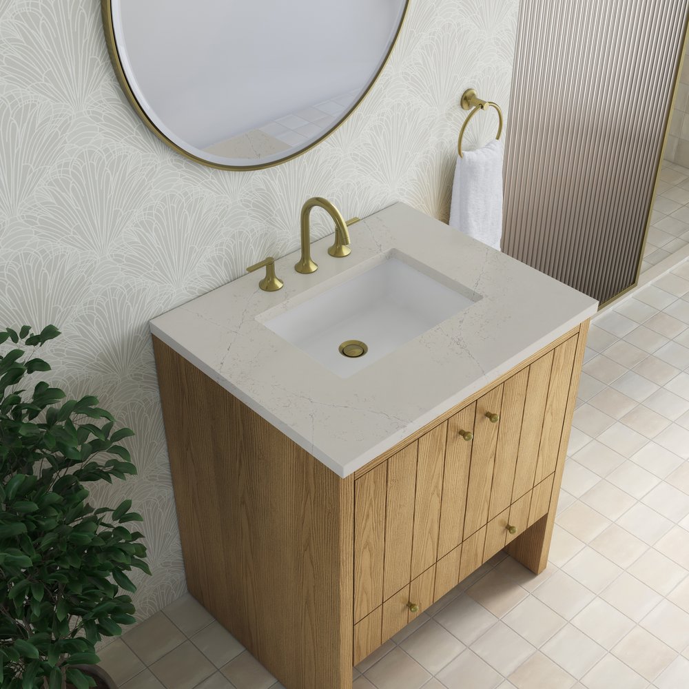 James Martin - Hudson 30" Single Vanity, Light Natural Oak w/ 3 CM Siberian Silestone Top - 435-V30-LNO-3SFR view 8