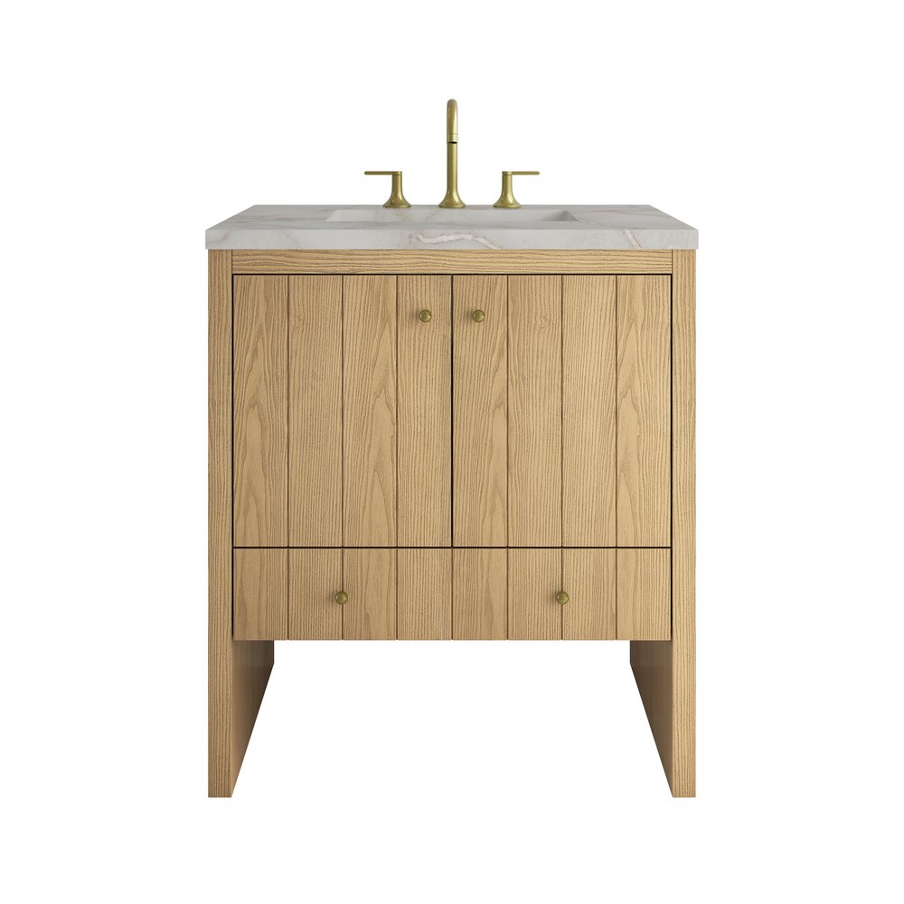 James Martin - Hudson 30" Single Vanity, Light Natural Oak w/ 3 CM Victorian Silver Silestone Top - 435-V30-LNO-3VSL view 1