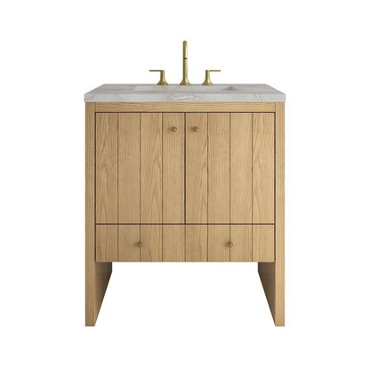 James Martin - Hudson 30" Single Vanity, Light Natural Oak w/ 3 CM Victorian Silver Silestone Top - 435-V30-LNO-3VSL view 1