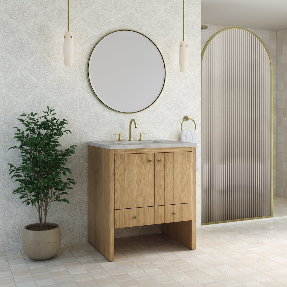 James Martin - Hudson 30" Single Vanity, Light Natural Oak w/ 3 CM Victorian Silver Silestone Top - 435-V30-LNO-3VSL view 4