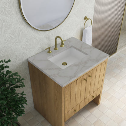 James Martin - Hudson 30" Single Vanity, Light Natural Oak w/ 3 CM Victorian Silver Silestone Top - 435-V30-LNO-3VSL view 8