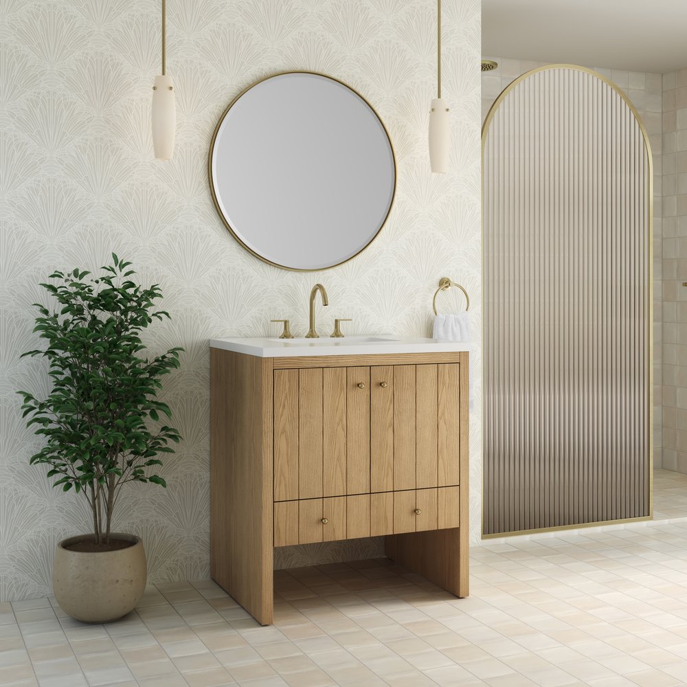 James Martin - Hudson 30" Single Vanity, Light Natural Oak w/ 3 CM White Zeus Silestone Top - 435-V30-LNO-3WZ view 6