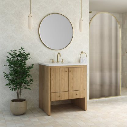 James Martin - Hudson 30" Single Vanity, Light Natural Oak w/ 3 CM White Zeus Silestone Top - 435-V30-LNO-3WZ view 6