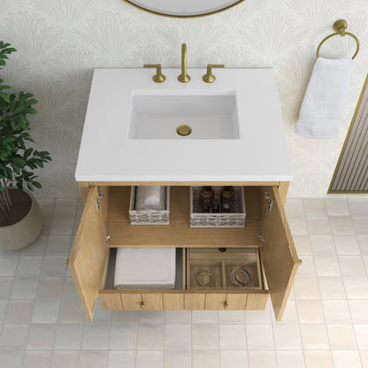 James Martin - Hudson 30" Single Vanity, Light Natural Oak w/ 3 CM White Zeus Silestone Top - 435-V30-LNO-3WZ view 9