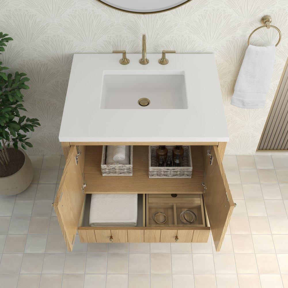 James Martin - Hudson 30" Single Vanity, Light Natural Oak w/ 3 CM White Zeus Silestone Top - 435-V30-LNO-3WZ view 10