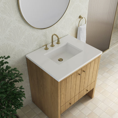 James Martin - Hudson 30" Single Vanity, Light Natural Oak w/ 3 CM White Zeus Silestone Top - 435-V30-LNO-3WZ view 14