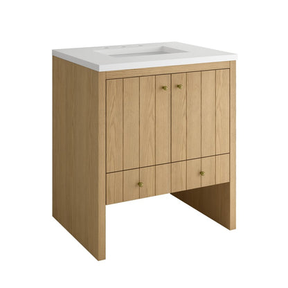 James Martin - Hudson 30" Single Vanity, Light Natural Oak w/ 3 CM White Zeus Silestone Top - 435-V30-LNO-3WZ view 17