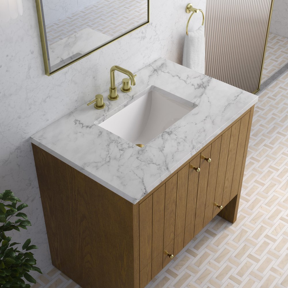 James Martin - Hudson 36" Single Vanity, Honey Oak w/ 3 CM Carrara Marble Top - 435-V36-HNO-3CAR view 8