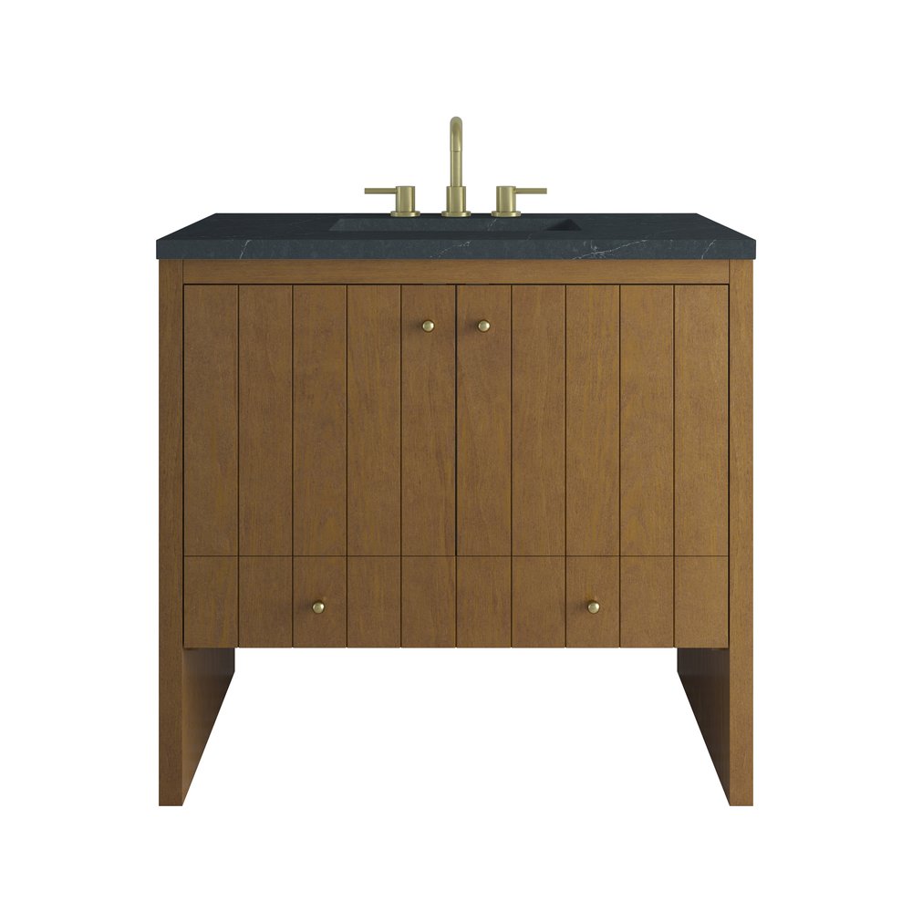 James Martin - Hudson 36" Single Vanity, Honey Oak w/ 3 CM Charcoal Soapstone Silestone Top - 435-V36-HNO-3CSP view 1