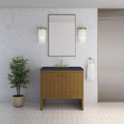 James Martin - Hudson 36" Single Vanity, Honey Oak w/ 3 CM Charcoal Soapstone Silestone Top - 435-V36-HNO-3CSP view 3
