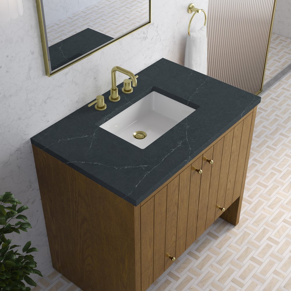 James Martin - Hudson 36" Single Vanity, Honey Oak w/ 3 CM Charcoal Soapstone Silestone Top - 435-V36-HNO-3CSP view 8